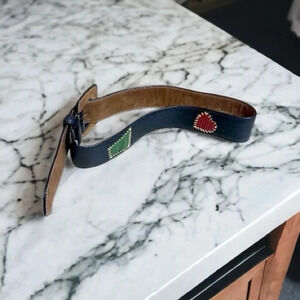 ANNE VIGNES Vintage 80s Leather Patchwork Artsy Abstract Art To Wear Belt